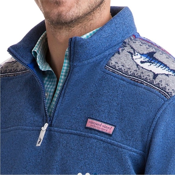 Vineyard Vines Men’s Sweater Blue Fair Isle Marlin Shep Pullover. Size Small - Picture 9 of 12